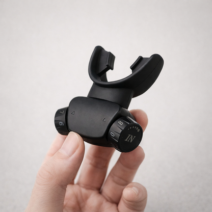 Minimal matte black breathing trainer with separate inhale and exhale resistance adjustment system