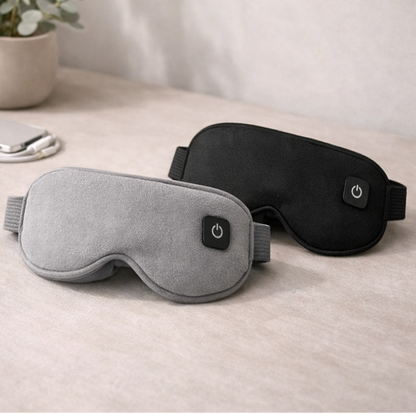 Gray and black beprana heated eye masks designed for nervous system regulation